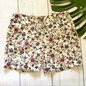 LOFT cream cotton shorts with floral pattern